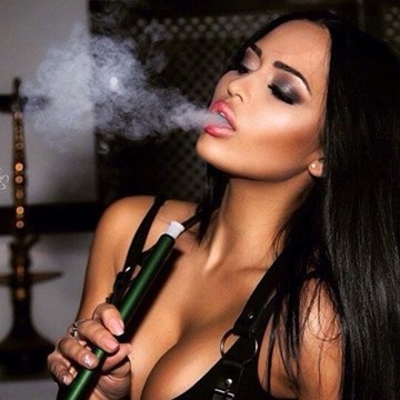 woman smoking hookah
