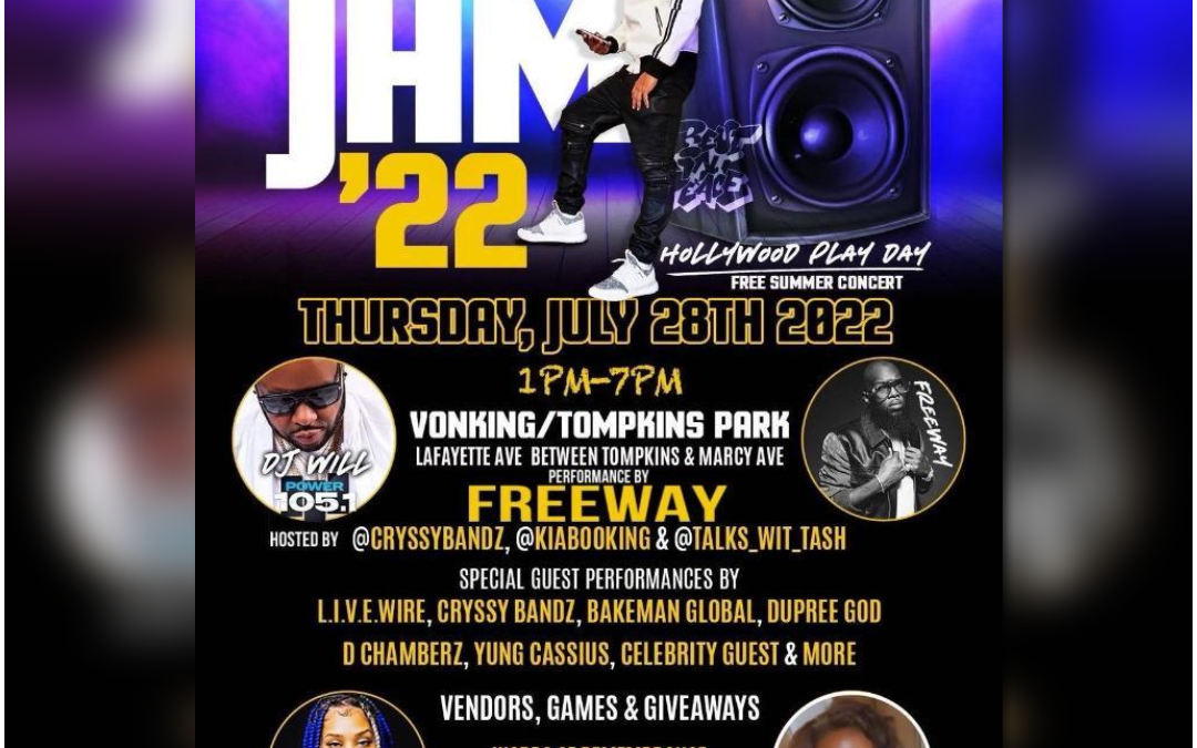 Power Jam 22 Hollywood Play Day Free Summer Concert @ Von King Park Thursday July 28, 2022