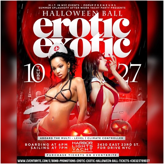 Erotic Exotic Halloween Ball Popup Shop On A Yacht @ Harbor Lights Yacht Thursday October 27, 2022