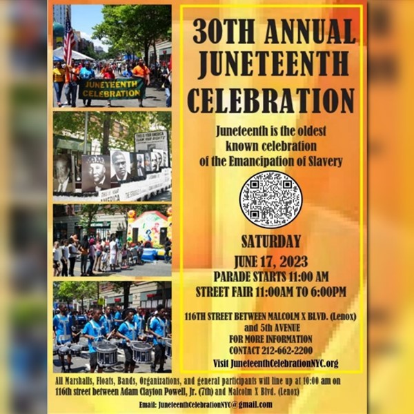 30th Annual Juneteenth Celebration @ Harlem NY Saturday June 17, 2023