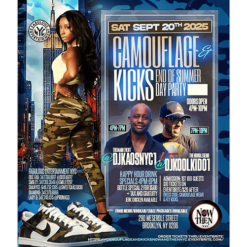 Camouflage & Kicks End Of Summer Day Party @ Now & Then Saturday September 20, 2025