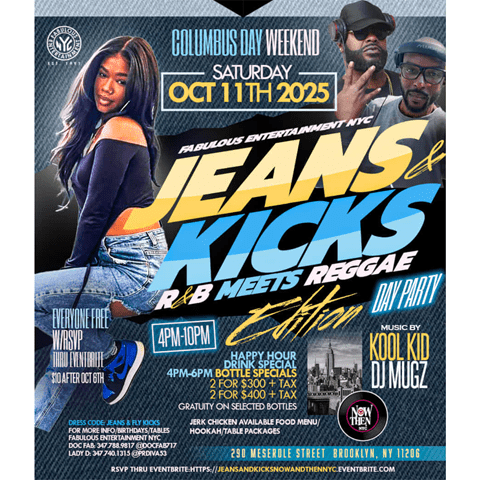 Jeans & Kicks Day Party R&B Meets Reggae Edition @ Now & Then Saturday October 11, 2025